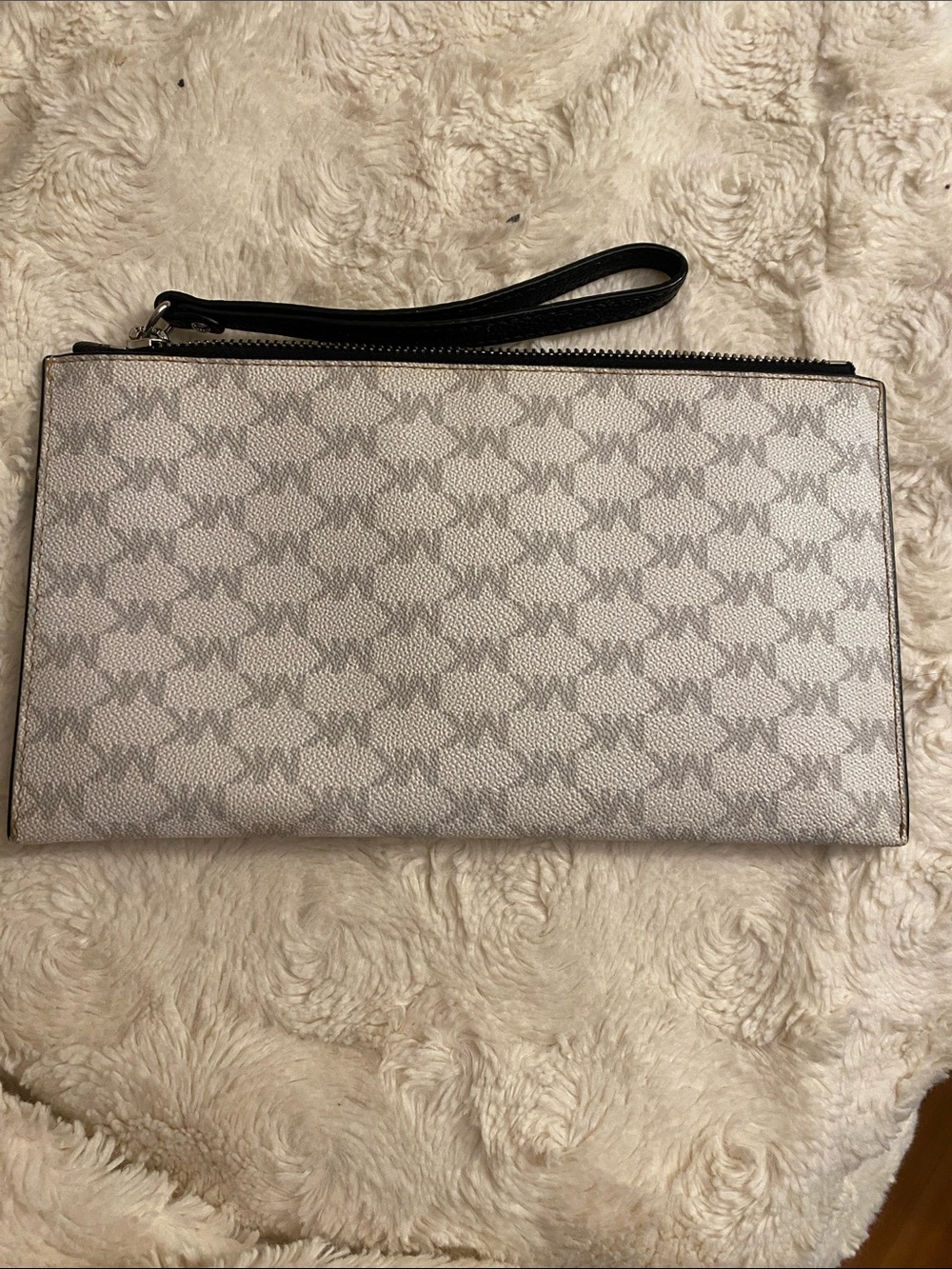 Michael Kors Beige and Black Monogram Wristlet Clutch - Picture 2 of 8